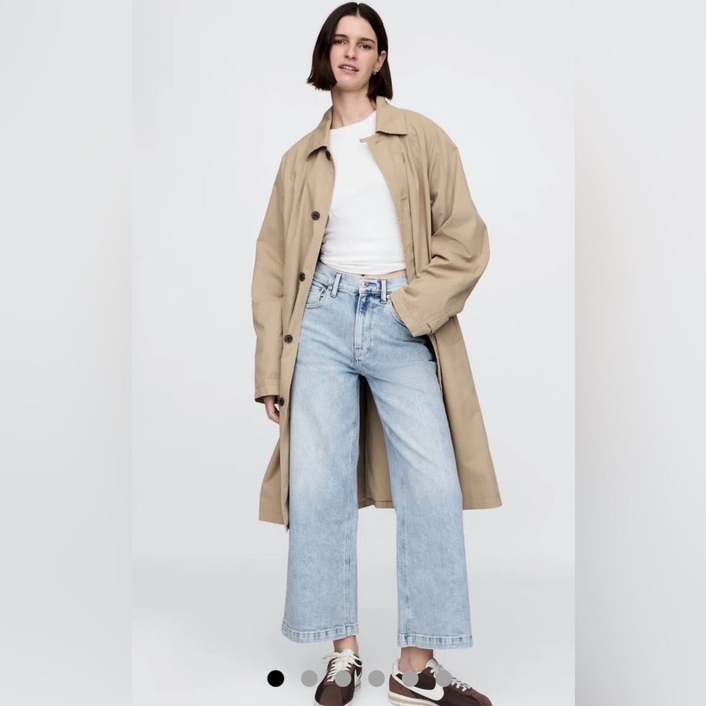 GAP High Rise Stride Wide Leg Ankle Jeans Light Wash Size 33 16R NWT ☀️🍂🥶🌼 - Picture 3 of 8